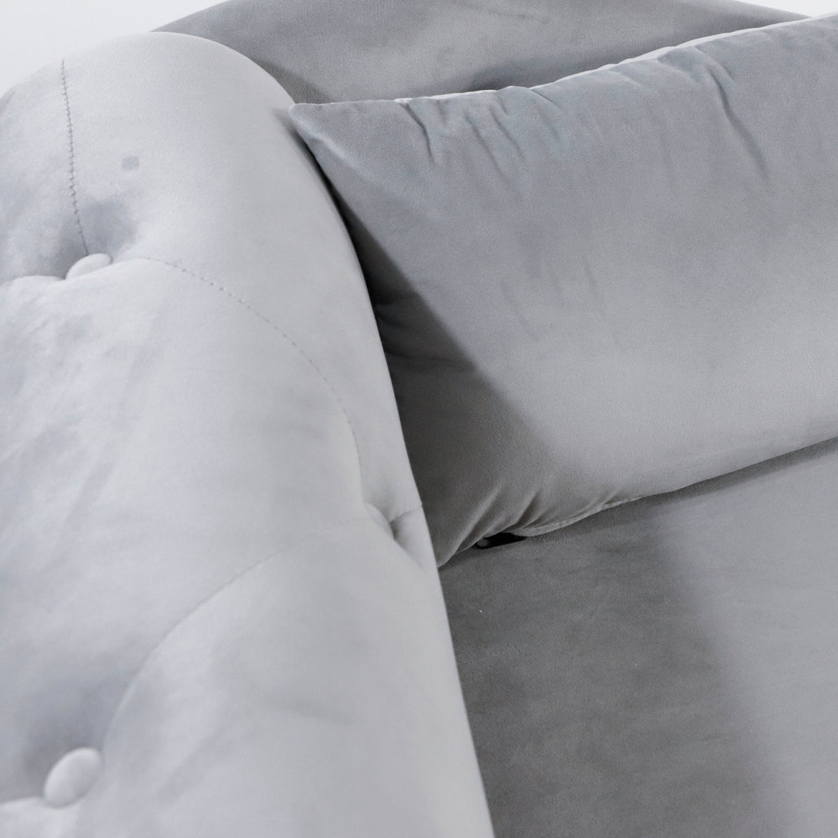 Grey Velvet Lounge Chaise – Modern Roll Arm
