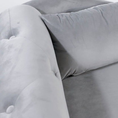 Grey Velvet Lounge Chaise – Modern Roll Arm