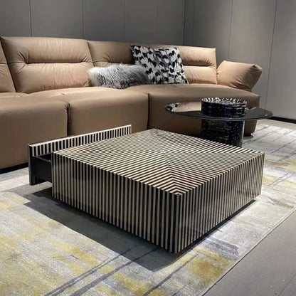 BT85 Modern Piano Stripe Nested Coffee Table Set with Storage