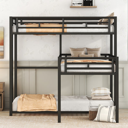Metal Triple Bunk Bed Black