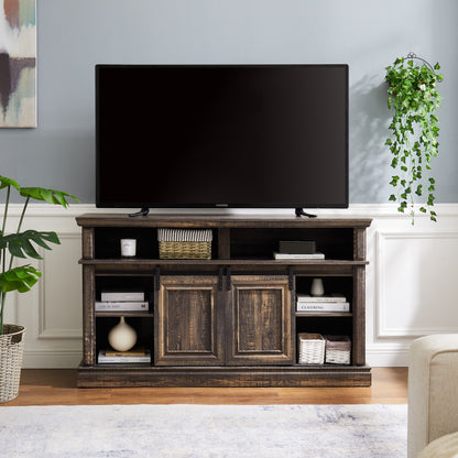 Mid-Century Sliding Door TV Cabinet Brown