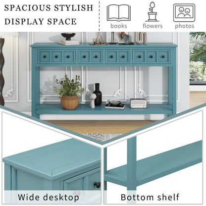 Rustic Turquoise Entryway Console Table – 60”