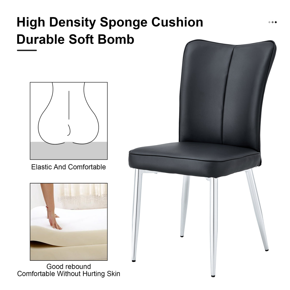 Modern Black Dining Chair Set (2 pcs)
