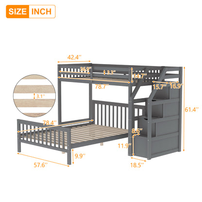 Full Loft Bunk Bed Gray