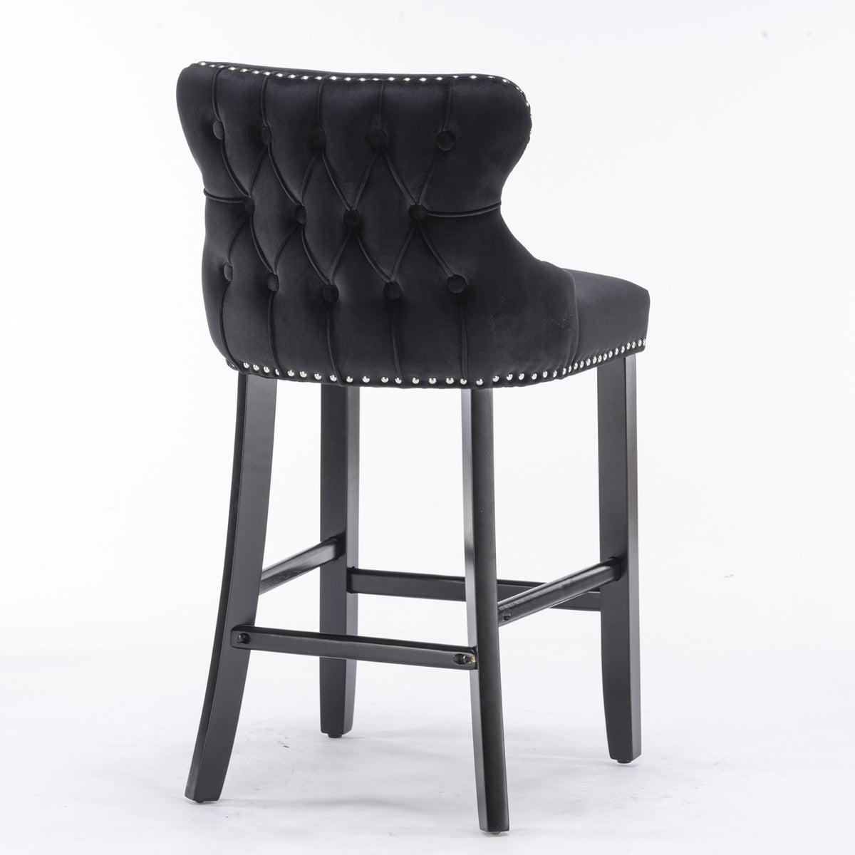 Velvet Bar Stools Set of 2 Black