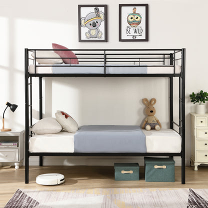 Full Metal Bunk Bed with Guardrails Black