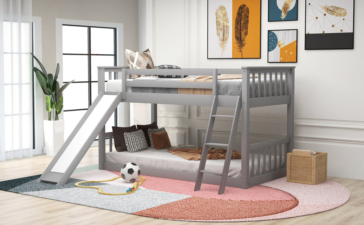 Twin Over Twin Bunk Bed Gray
