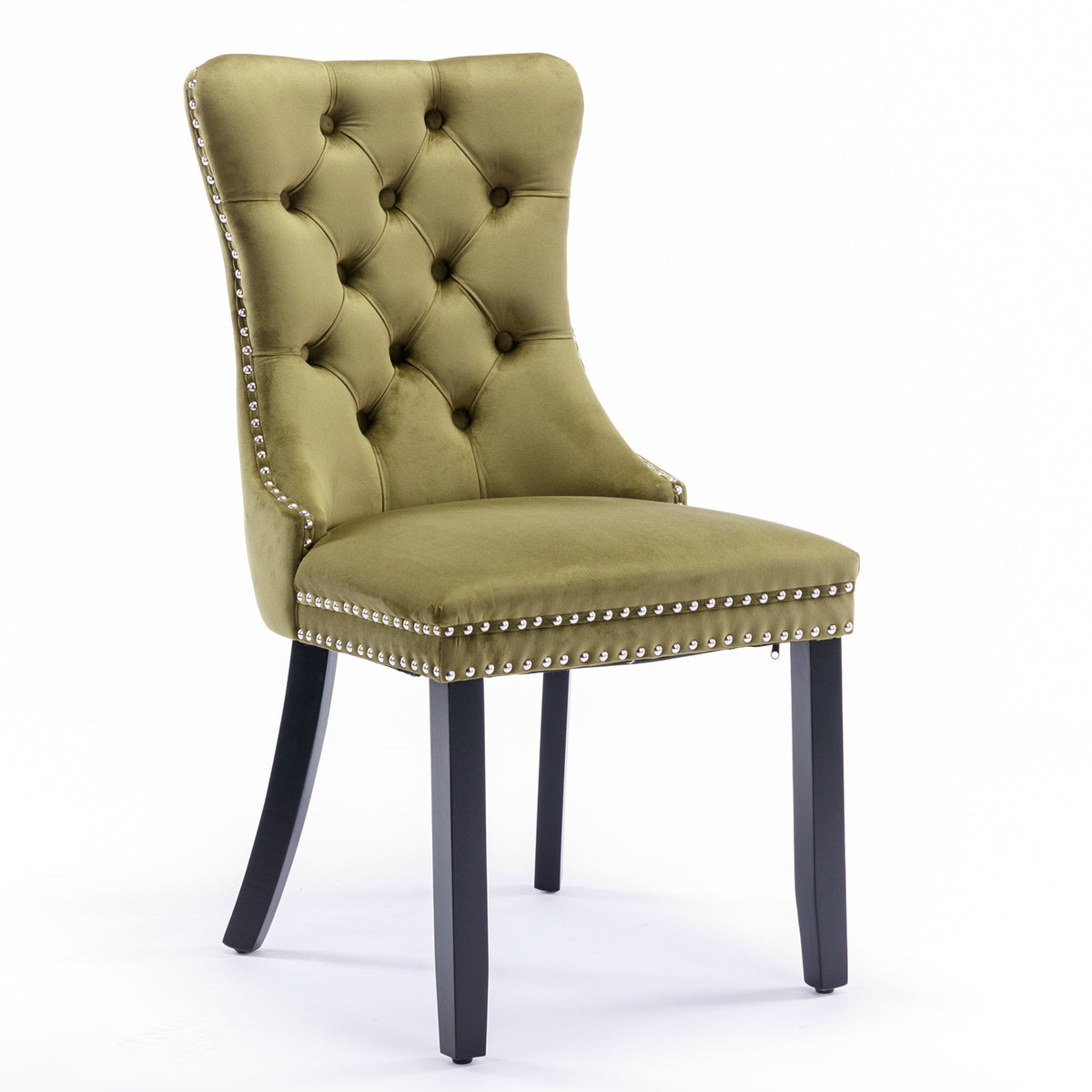 Tufted Olive Green Dining Chairs Set of 2
