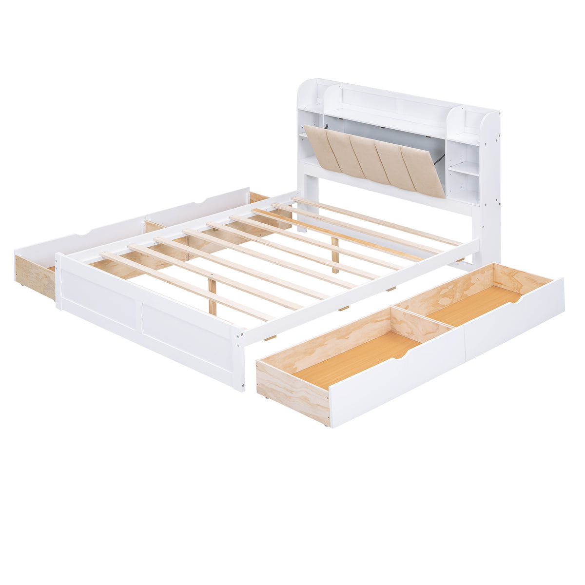 Wood Queen Platform Bed White