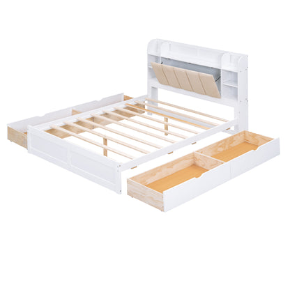 Wood Queen Platform Bed White