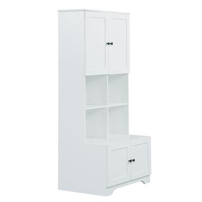 4-Door Bathroom Storage Cabinet White Finish
