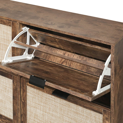 4-Door Freestanding Shoe Cabinet with Storage Shelves