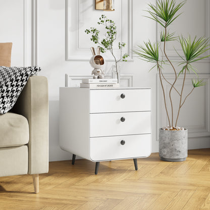 Modern Steel Bedside Table with 3 Drawers