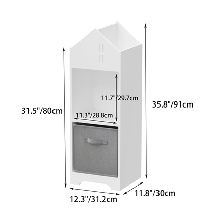 Two-Tier Storage Bookcase – White and Grey Playhouse Edition