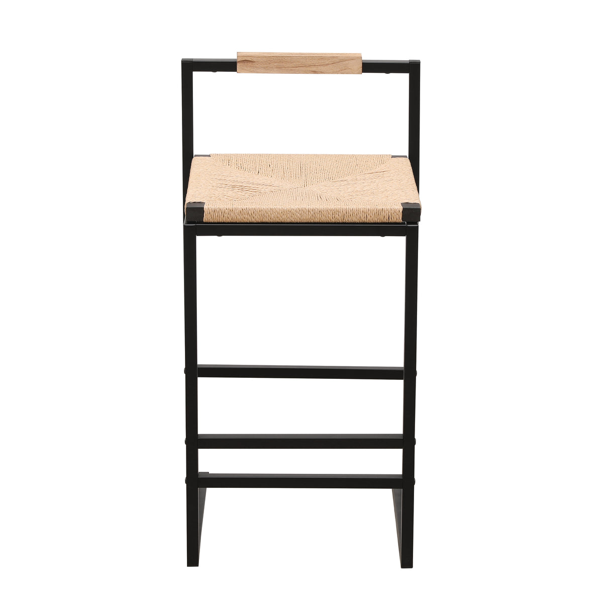 Paper Rope Counter Chairs (2 pcs) – Black Frame