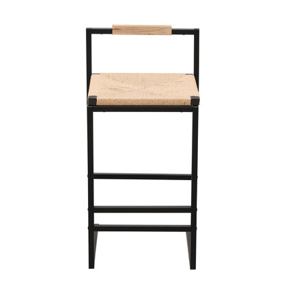Paper Rope Counter Chairs (2 pcs) – Black Frame