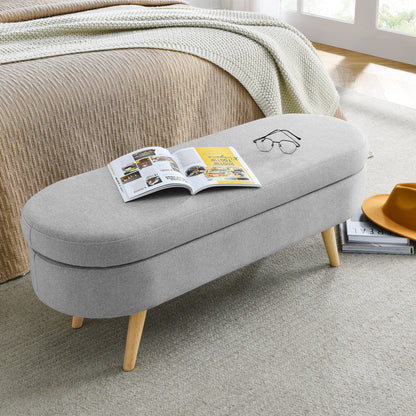 Oval Lift-Top Storage Ottoman – Gray