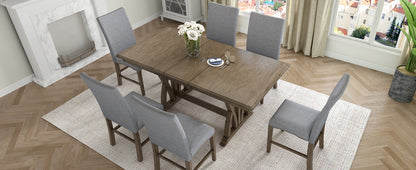 Dining Set with Cushioned Chairs Brown