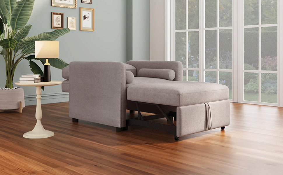 3-in-1 Sleeper Chair Bed Linen Tan