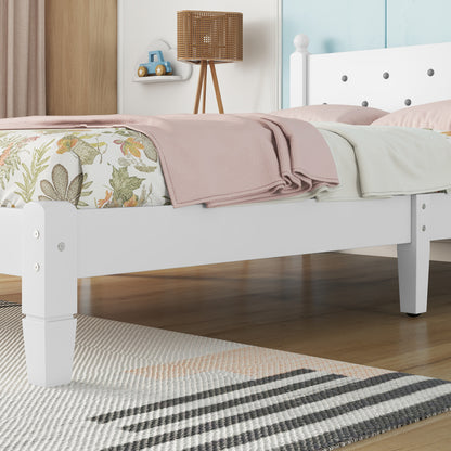 Twin Upholstered Bed with Button Headboard