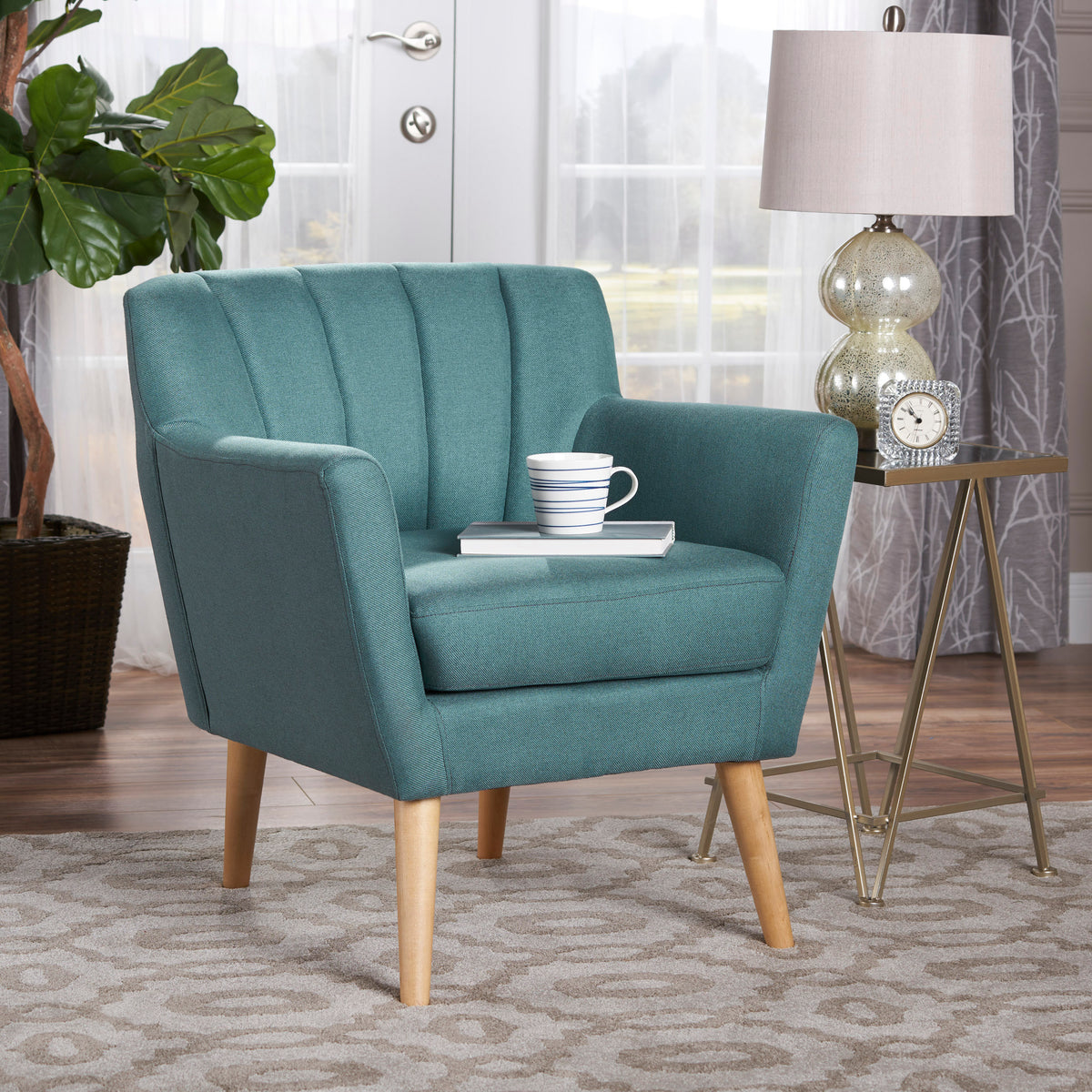 Mid-Century Dark Teal Accent Chair