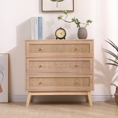 Rattan 3-Drawer Storage Cabinet Natural