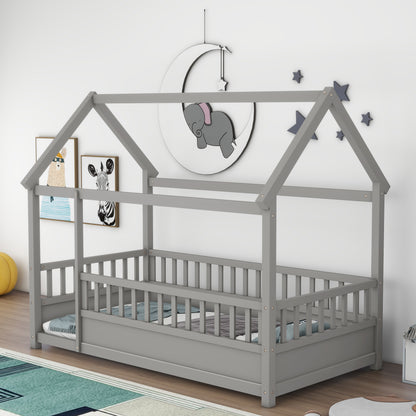 Twin Floor Bed Grey