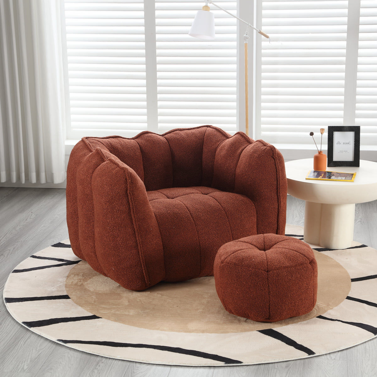 Bean Bag Chair with Footstool Gray