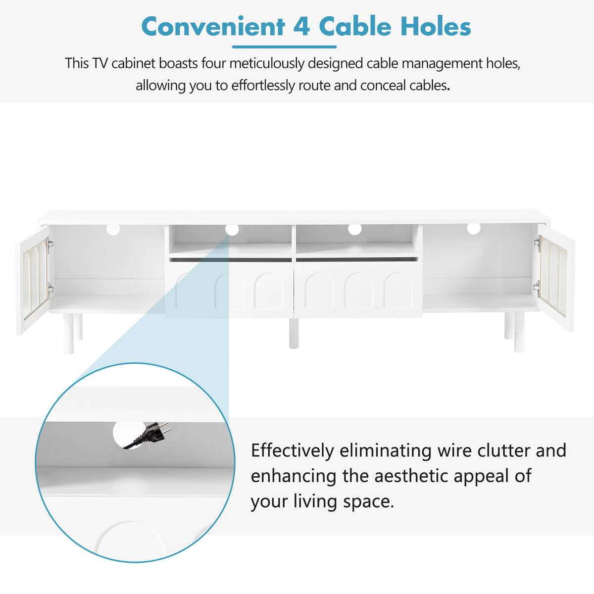 Cream Gloss LED TV Stand – 80”