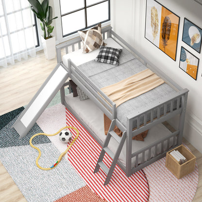 Twin Over Twin Bunk Bed Gray