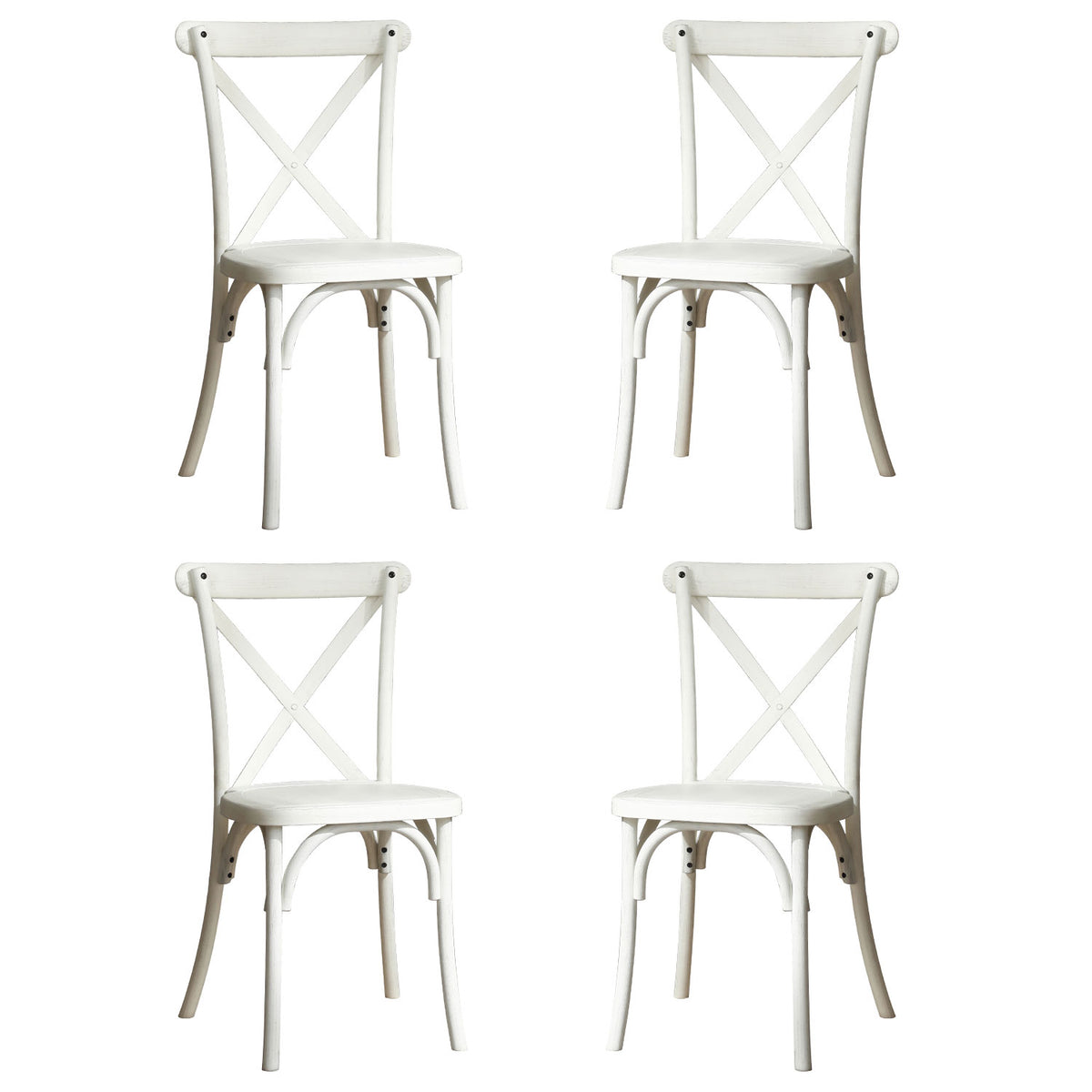 White Resin X-Back Dining Chair Set (4 pcs)