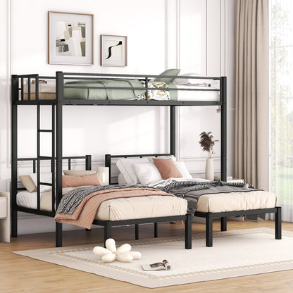 Triple Metal Bunk Bed Black