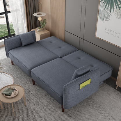 Futon Sofa Bed with Solid Wood Legs Gray