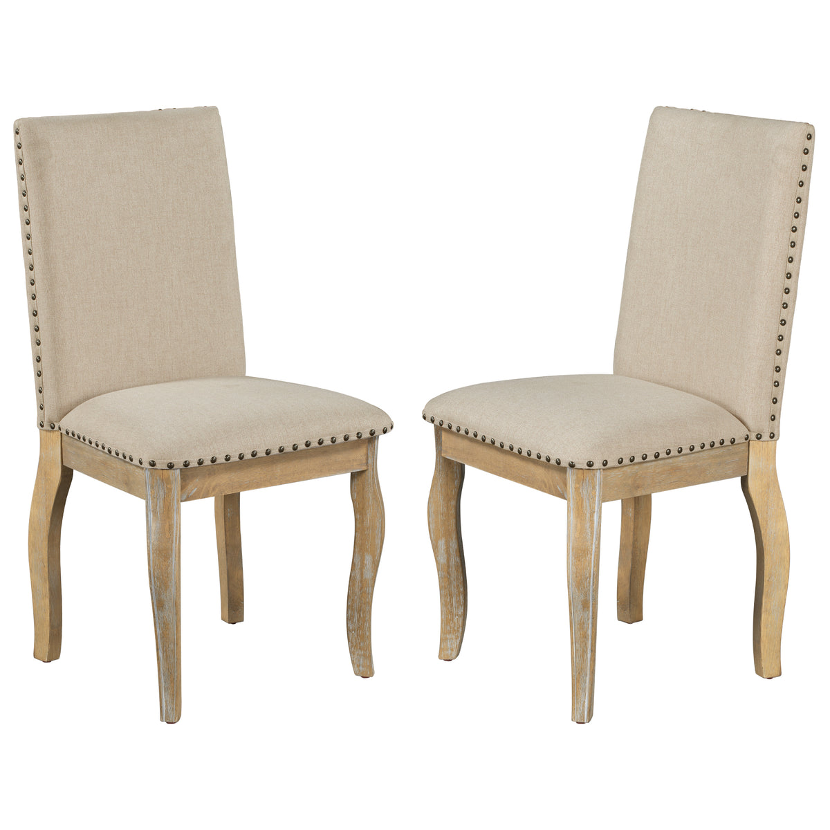 5-Piece Dining Set with Round Table Wood Wash