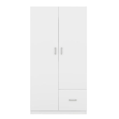 Double Wardrobe with Hanging Rod and Shelves White