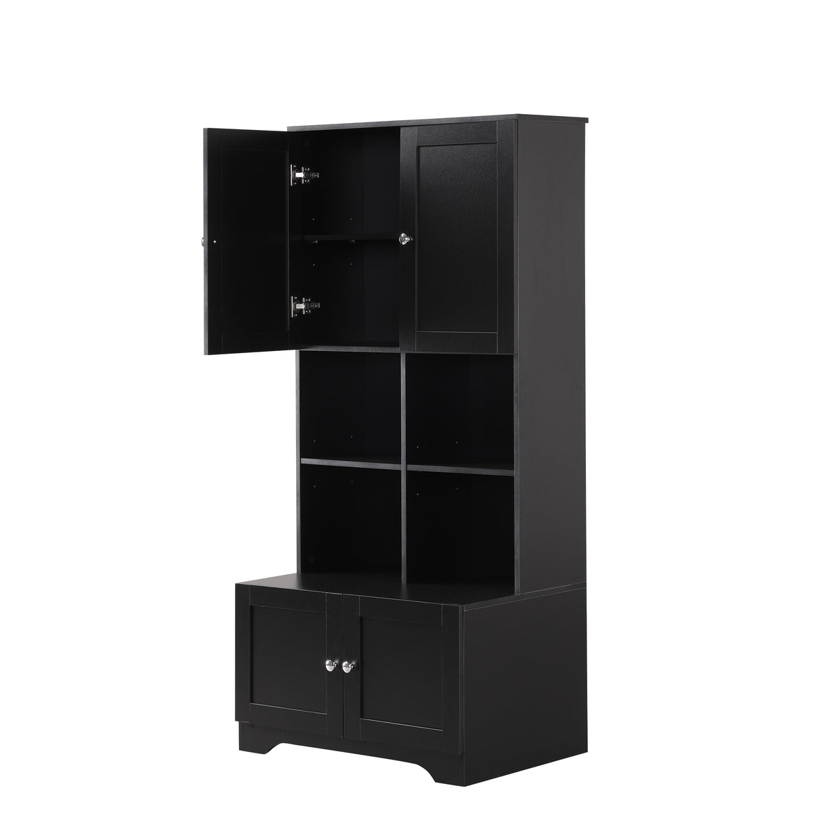 4-Door Bathroom Storage Cabinet Black Finish