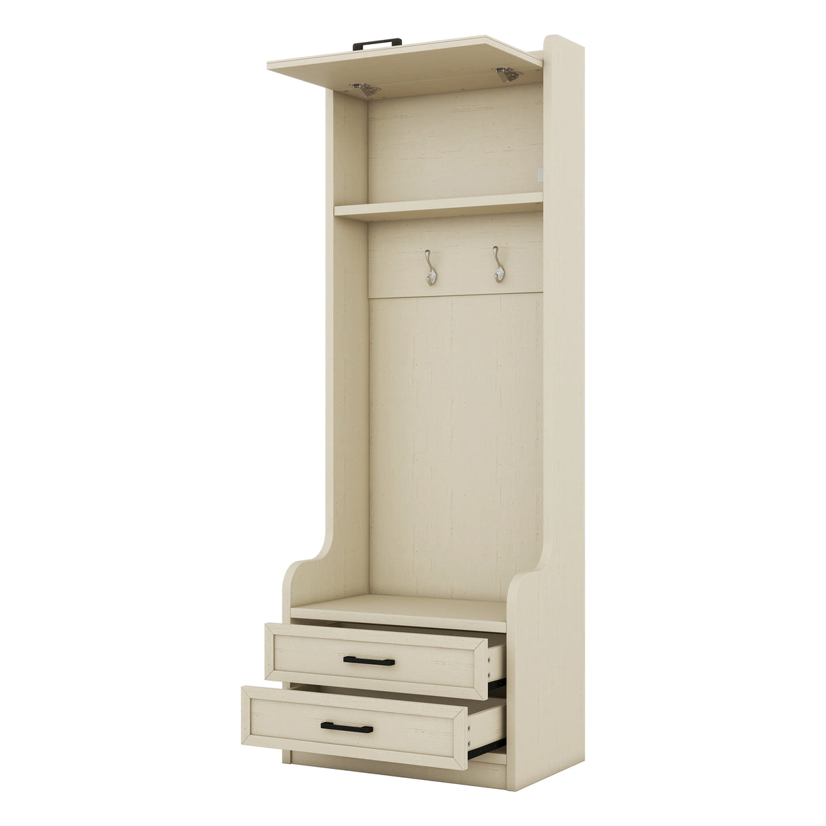Hall Tree Cabinet Beige