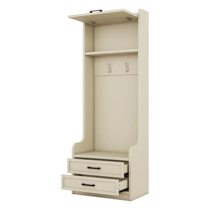 Hall Tree Cabinet Beige