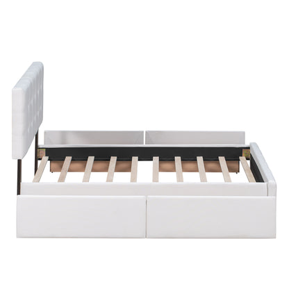 Upholstered Platform Bed Queen Linen