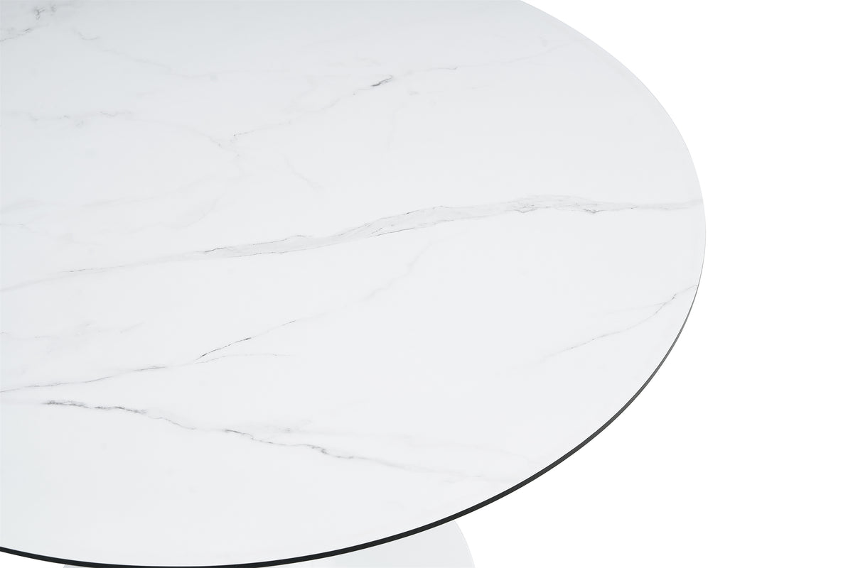 Tulip Round Marble Dining Table White