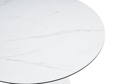 Tulip Round Marble Dining Table White