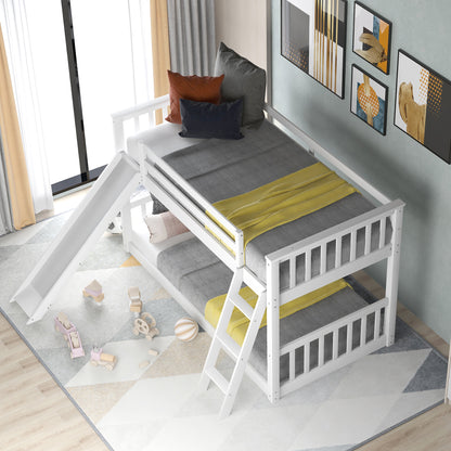 Twin Over Twin Bunk Bed with Slide White