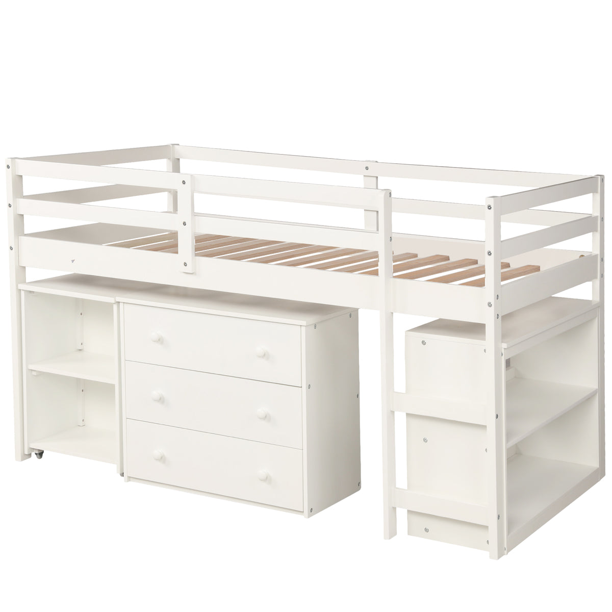 Twin Loft Bed with Desk White