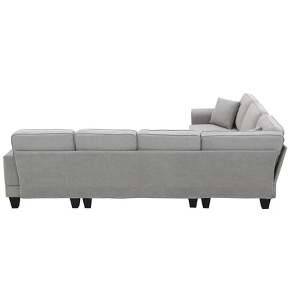 Modern U-Shape Sectional Sofa Light Gray