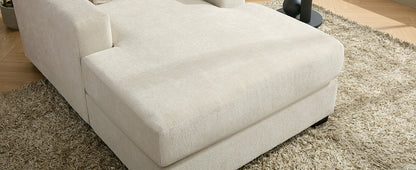 Oversized Chaise Lounge with Pillows Cream