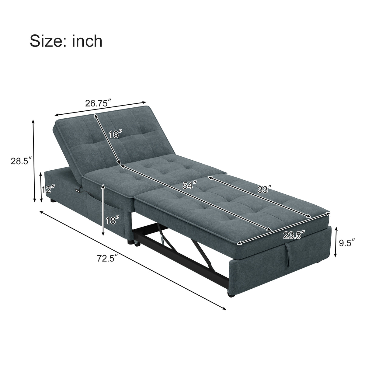 Modern Storage Ottoman with USB Port Dark Blue