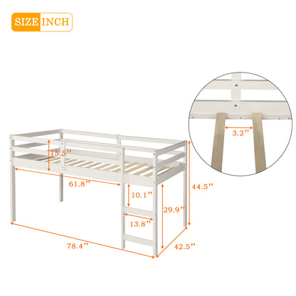 Twin Loft Bed with Desk White