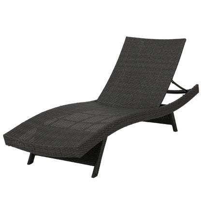 PE Wicker Chaise Lounge Gray