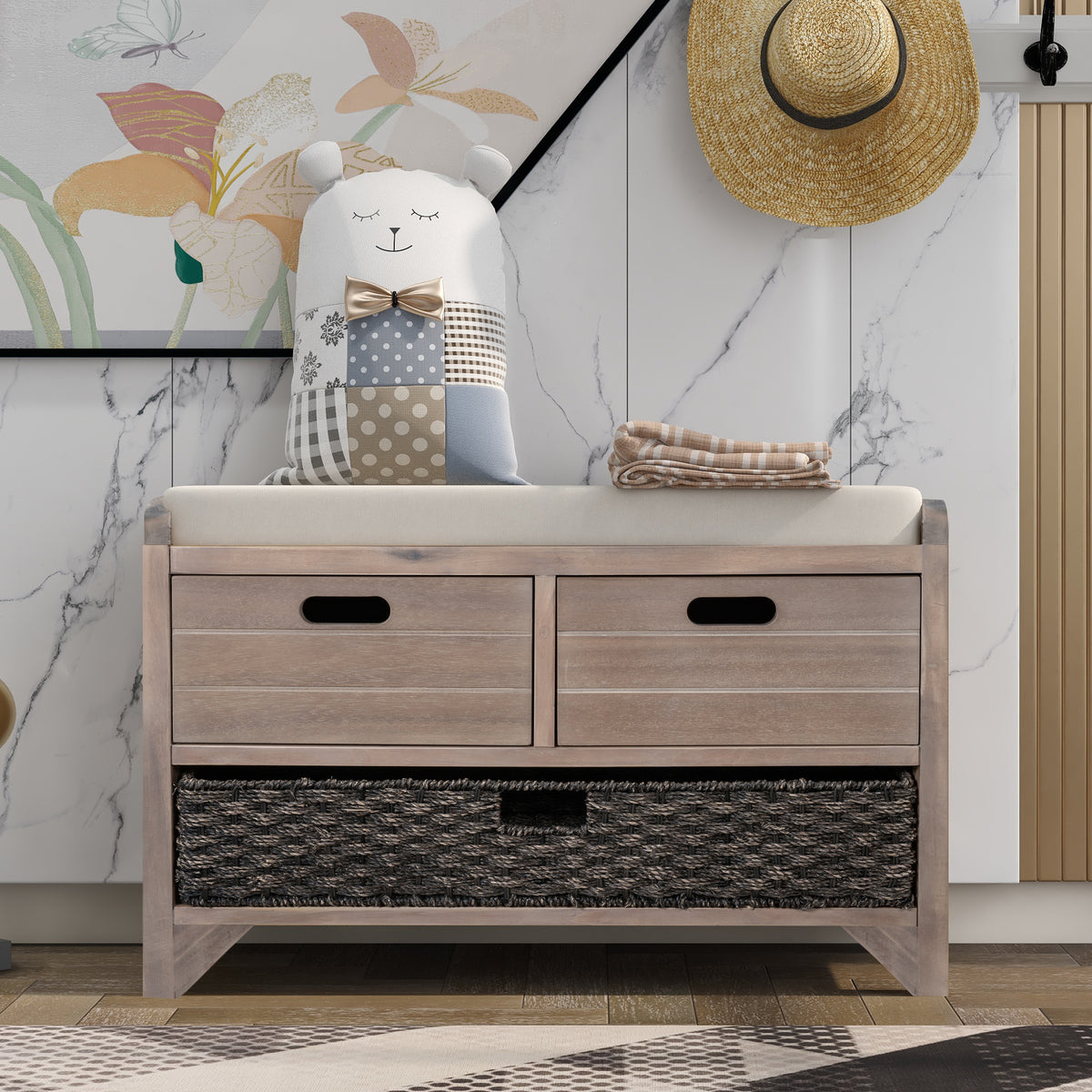 Storage Bench White Washed