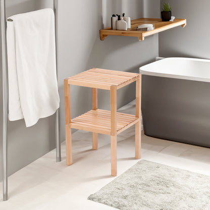 Natural Birch 3-Tier Bathroom Storage Shelf – Solid Wood Freestanding Organizer Rack
